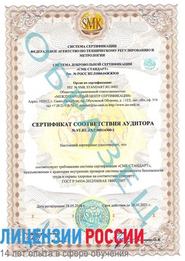 Образец сертификата соответствия аудитора №ST.RU.EXP.00014300-1 Гуково Сертификат OHSAS 18001